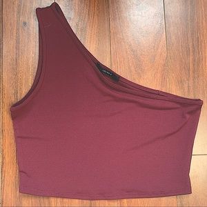 NWOT FOREVER 21 MAROON HALF STRAPLESS CAMI CROPPED TANK TOP WOMENS SIZE SMALL